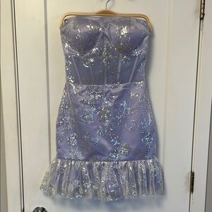Lavender Strapless Sequin Formal mini Dress